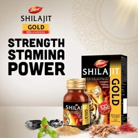 Dabur Shilajit Gold : 100 % Ayurvedic Capsules for Strength , Stamina and Power -10 capsules - 10 capsules