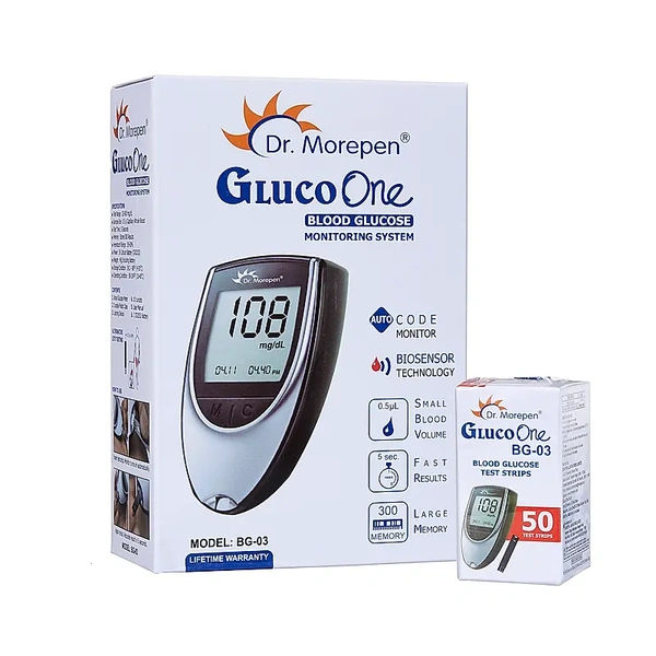 Dr Morepen Gluco One Bg 03 Blood Glucose Monitoring Sytem With 25 Test Strips
