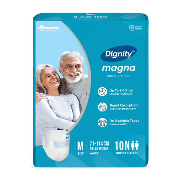 Romson Dignity Magna Adult Diapers10 Pcs/Pack - Large, Pack of 1 (10 Pcs)