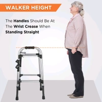 VISSCO Dura Max Walker (Aluminium) | Foldable Walking Aid | Adjustable Height | Light Weight | With Premium Grade Rubber Shoes and PVC Grip (Grey)
