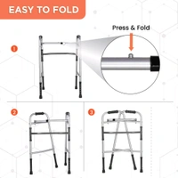 Dura Lite Walker (Aluminium) | Foldable Walking Aid | Adjustable Height | Light Weight | With Premium Grade Rubber Shoes and PVC Grip (Grey)