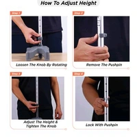 VISSCO Avanti L Shape Quadripod Stick | Walking Stick with Adjustable Height | Light Weight | 4 Legged Base (Grey)