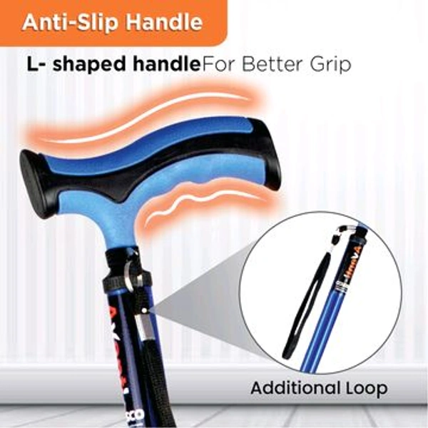 Avanti Plus - T Shape Aluminum Quadripod Stick | Lightweight Walking Stick | Adjustable Height| 4 Legged base