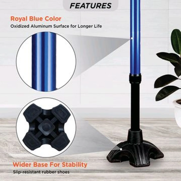 Avanti Plus - T Shape Aluminum Stick | Lightweight Walking Stick | Adjustable Height |Wide Base for Balance