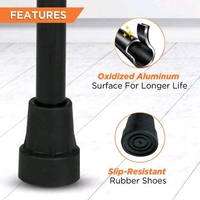 Avanti T Shape Aluminum Walking Stick|Light Weight & Height Adjustable Walking Aid|For Elderly & those Physically Challenged | Durable Soft Rubber Shoes for Grip - Universal