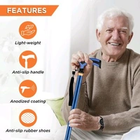 Avanti Plus - T Shape Aluminum Single Stick | Lightweight Walking Stick | Adjustable Height | Big Shoe for Better Grip