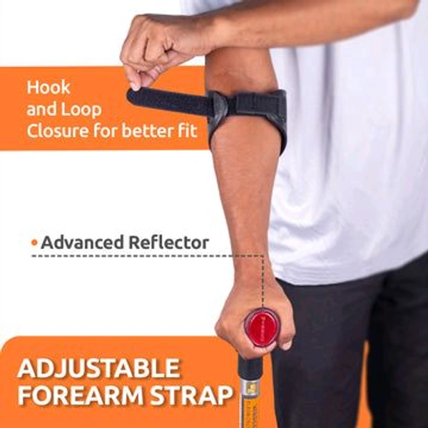 VISSCO Astra Plus Crutch with Height Adjustable Elbow Support & Movable Arm Cuff, Light Weight- Single Piece