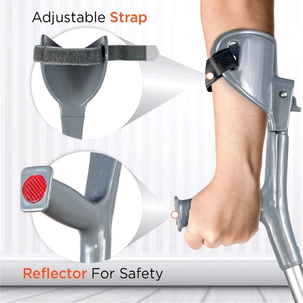 Astra Max Elbow Crutch Quadripod Base With Height Adjustable & Movable Elbow Support, Light Weight (