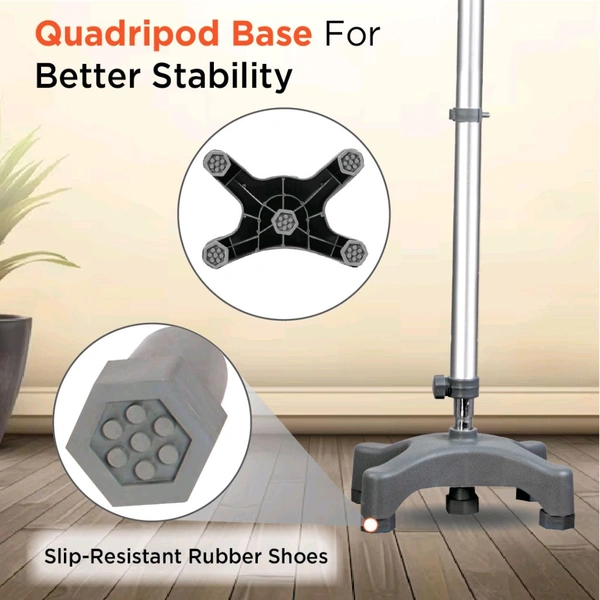 Astra Max Elbow Crutch Quadripod Base With Height Adjustable & Movable Elbow Support, Light Weight (