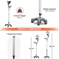 Astra Max Elbow Crutch Quadripod Base With Height Adjustable & Movable Elbow Support, Light Weight (