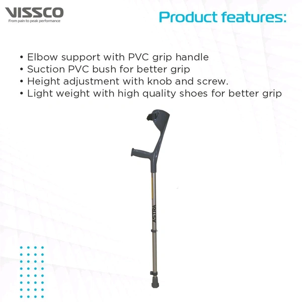 Astra Max Elbow Crutch (FIXED HANDLE) for Physically Challenged | Light Weight & Adjustable Height