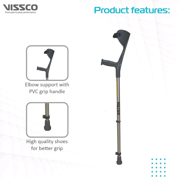 Astra Max Elbow Crutch (FIXED HANDLE) for Physically Challenged | Light Weight & Adjustable Height