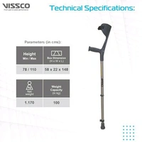 VISSCO Champ Max Elbow Crutch (Fixed Handle) for Physically Challenged | Light Weight & Adjustable Height