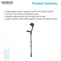 VISSCO Champ Max Elbow Crutch (Fixed Handle) for Physically Challenged | Light Weight & Adjustable Height
