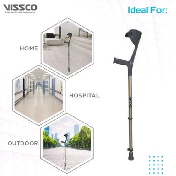 VISSCO Champ Max Elbow Crutch (Fixed Handle) for Physically Challenged | Light Weight & Adjustable Height