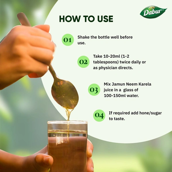 Dabur Jamun Neem Karela Juice| Control Blood Sugar & Bad Cholesterol | Diabetic Care - 1 Ltr