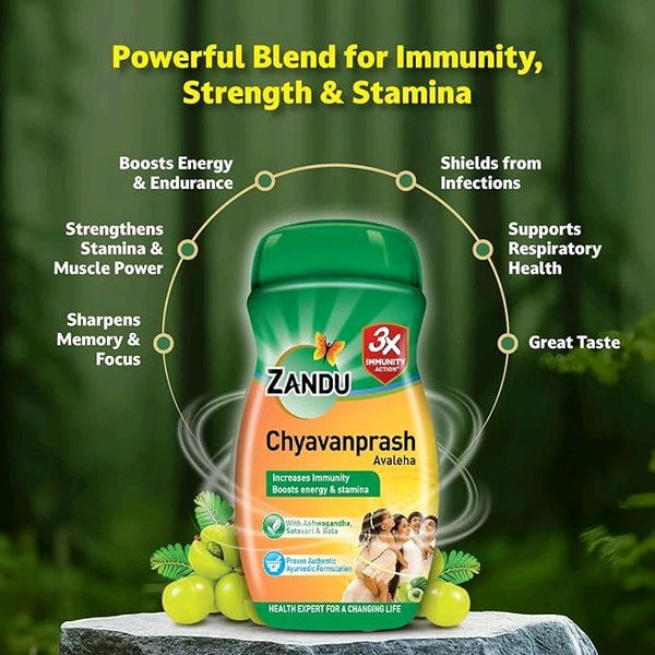 Zandu Chyawanprash Avaleha 910 g | Scientifically proven immunity booster | Boosts energy, stamina and memory | Powerful Ingredients to protect from common infections and illness | Great Taste - 900gm