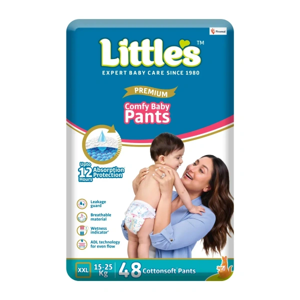 Little's Little's Comfy Baby Pants | Baby Diaper | Cotton Soft Pants - 48 Units, Extra Extra Large (XXL)