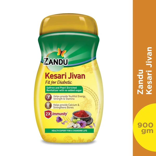 Zandu Kesari Jivan FFD â Sugar Free Ayurvedic Immunity Booster for Adults and Elders, Builds Energy, Strength and Stamina, Chyawanprash - 900 gm