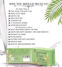MAN FEMO Goat Milk Anti-Aging Soap | Skin Brightening, Exfoliation, Tan Removal Infused With Goat Milk | Sulfate & Paraben Free Bathing Soap Bar - 80gm*2 (Pack of 2)