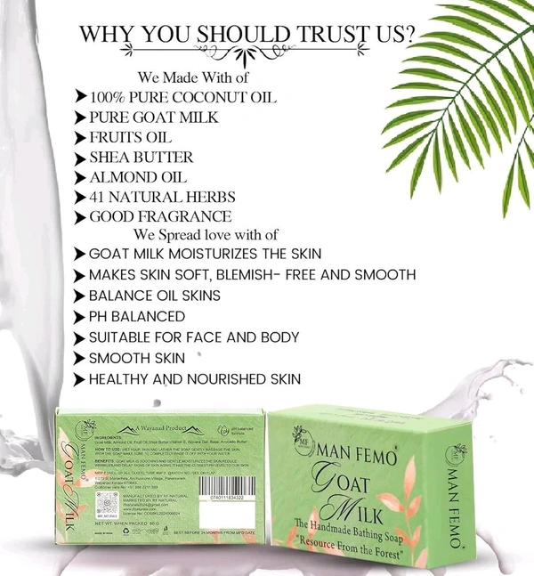 MAN FEMO Goat Milk Anti-Aging Soap | Skin Brightening, Exfoliation, Tan Removal Infused With Goat Milk | Sulfate & Paraben Free Bathing Soap Bar - 80gm*2 (Pack of 2)