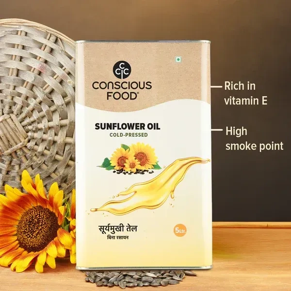 Conscious Food Organic Sunflower Oil Cold Pressed (5ltr)