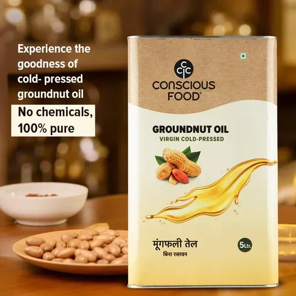 Conscious Food Organic Groundnut Oil Cold Pressed (5ltr)