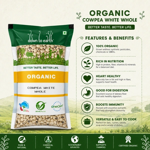 Down To Earth Organic Cowpea White Whole 500 g