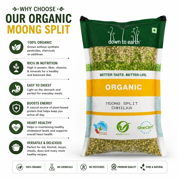 Down To Earth Organic Moong Split Chhilka 500 g