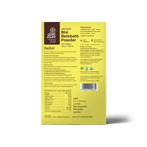 Pure N Sure Organic Bisi Belebath Powder 100GMS