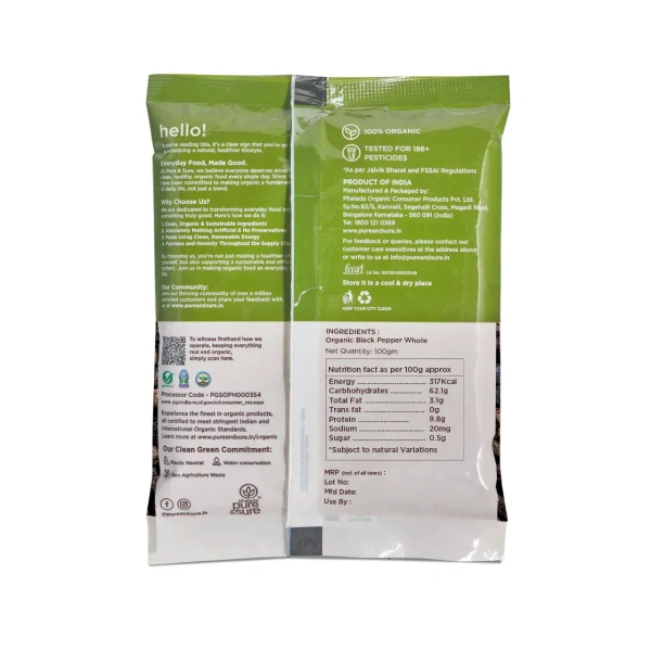 Pure N Sure Organic Black Pepper Powder 100GMS