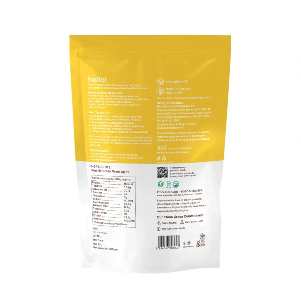 Pure N Sure Organic Green Gram Split 500GMS