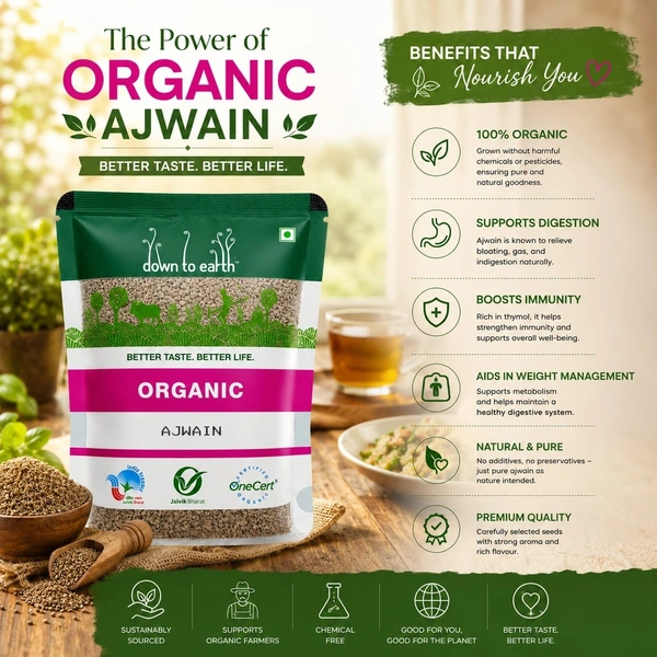 Down To Earth Organic Ajwain Seed 100Gm