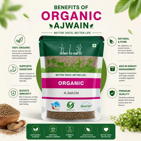 Down To Earth Organic Ajwain Seed 100Gm