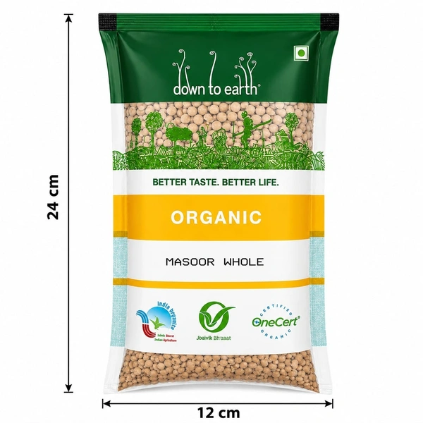 Down To Earth Organic Masoor Whole 500 g