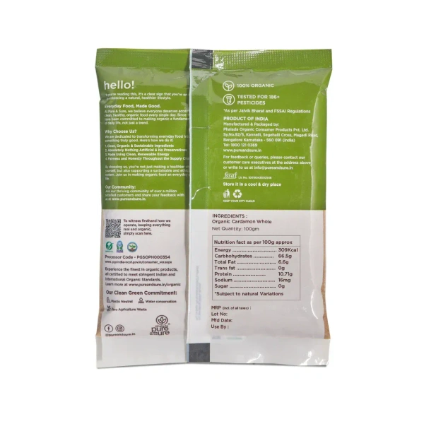 Pure N Sure Organic Cardamom Whole 50GMS