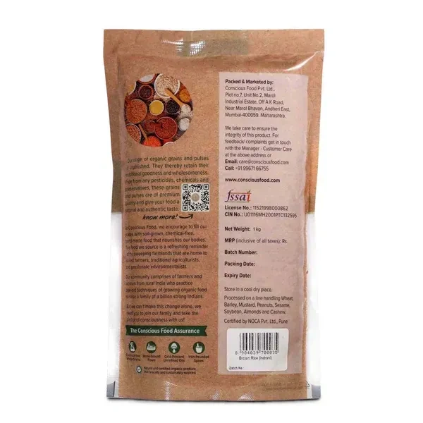 Conscious Food Organic Rice - Brown (Indrani Rice) (500g)