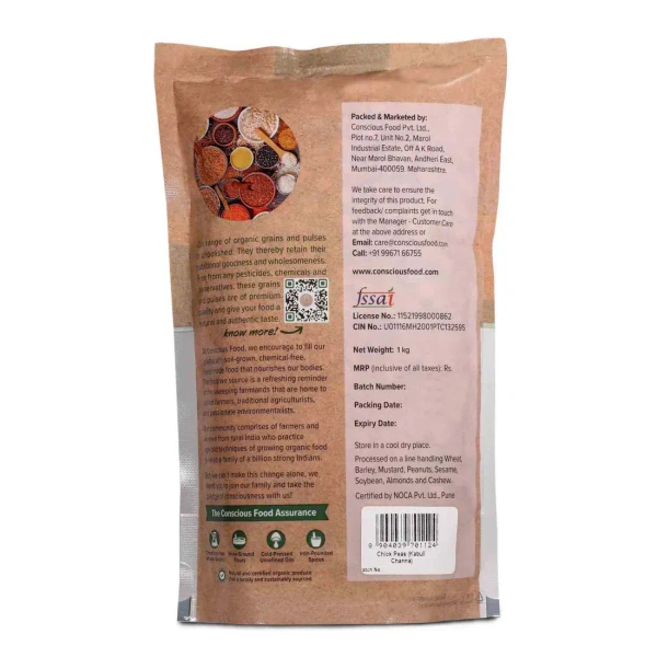 Conscious Food Chickpeas / Kabuli Chana (500G)