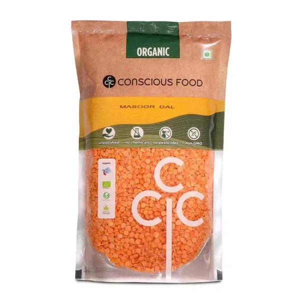 Conscious Food Split Red Lentil / Lal Masoor Dal (500G)