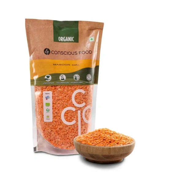 Conscious Food Split Red Lentil / Lal Masoor Dal (500G)