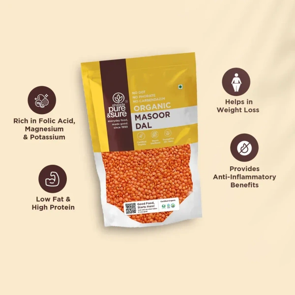 Pure N Sure Organic Masoor Dal 500GMS