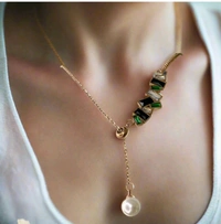Emerald & Pearls Anti Tarnish Necklace