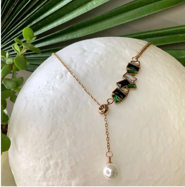 Emerald & Pearls Anti Tarnish Necklace