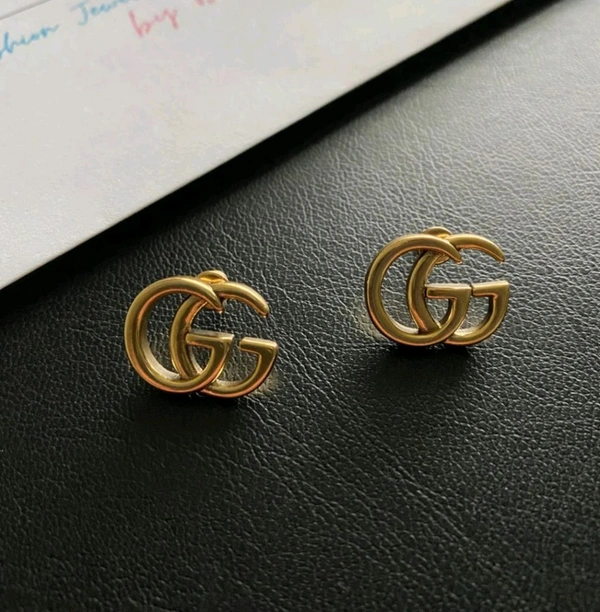 Gold plated twin G alphabet stud earrings