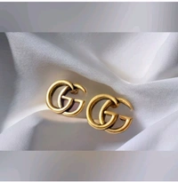 Gold plated twin G alphabet stud earrings