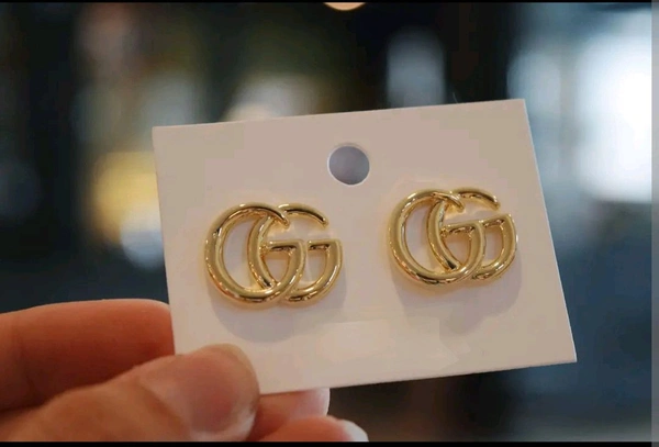Gold plated twin G alphabet stud earrings