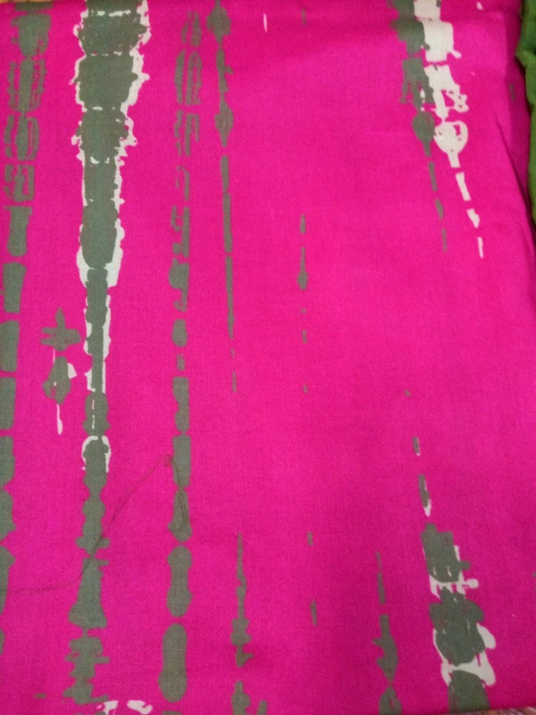 Elegant Celebrity Collection Cotton Cambric Batik Printed Unstitched 3pics Suit Set - Rose, Free Size