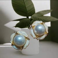 Gold Tone Pearl Studs