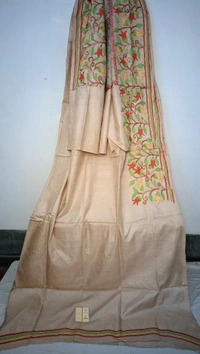SKU0274 : Pure  Cotton Saree – Handwoven, Lightweight & Breathable Fabric  | Dhonekhali | Calcutta Cotton   - Cream Colour, Floral, Dry Clean Only, Yes