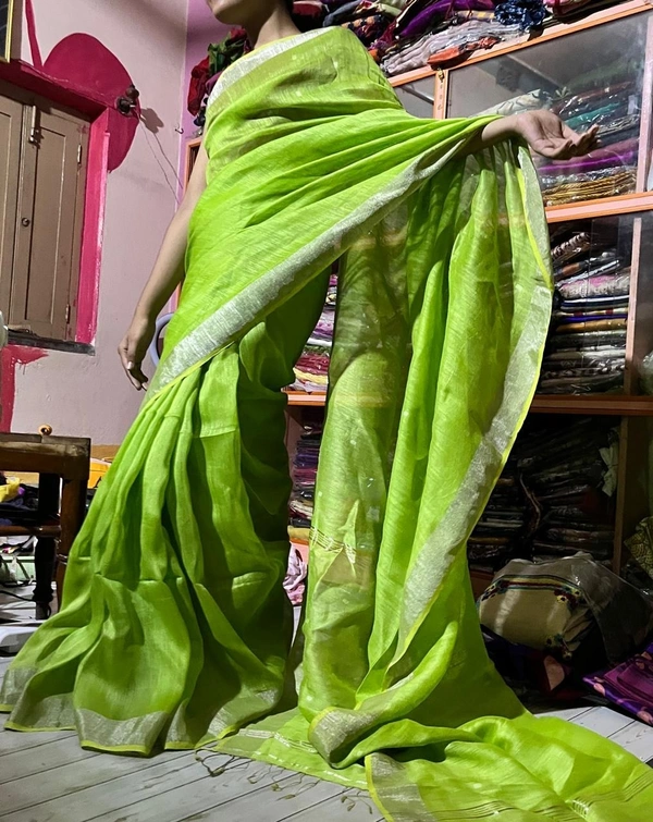 SKU1522 : Silk Linen Woven Saree - Dry Clean, Yes